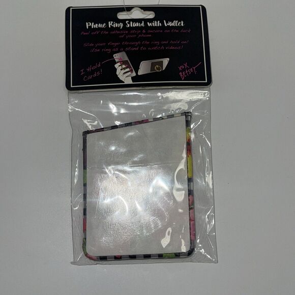 Betsey Johnson Stick On Phone Ring Wallet In Floral Print New - Picture 4 of 6